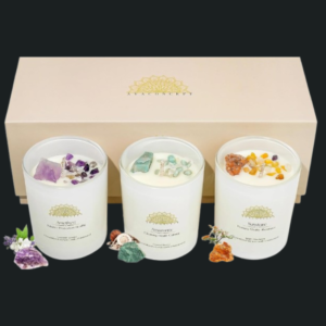 Amethyst & Smoky Quartz Crystal Candle Gift Set