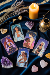 A beautiful image of a Tarot reading spread