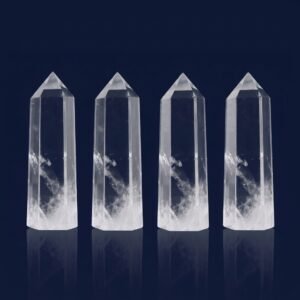 4 Clear Quartz Crystals Wands 2"
