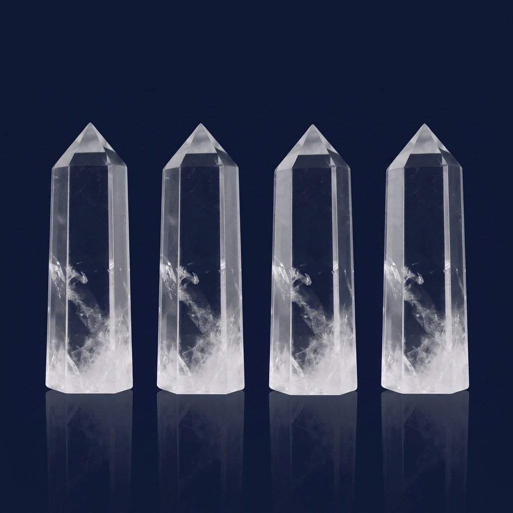 4 Clear Quartz Crystals Wands 2"