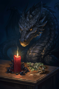 Candle spell for protection with a dragon