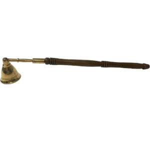 Vrinda Handmade Brass Candle Snuffer with Wooden Handle — Antique 12" Ritual Altar Tool