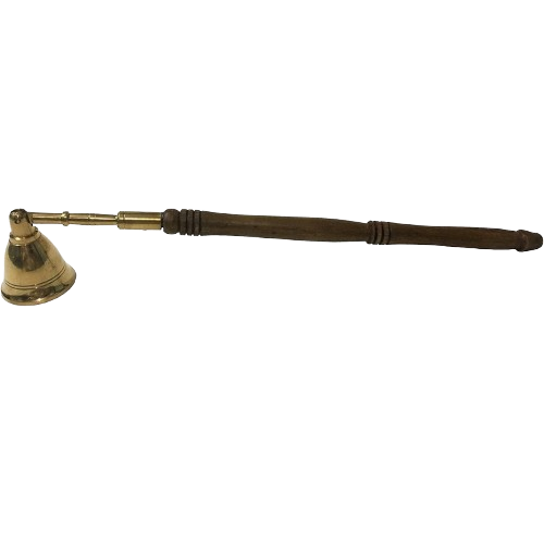 Vrinda Handmade Brass Candle Snuffer with Wooden Handle — Antique 12" Ritual Altar Tool